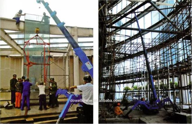 1ton 3 ton 5ton 3t electric diesel mini telescopic rubber crawler winch crane